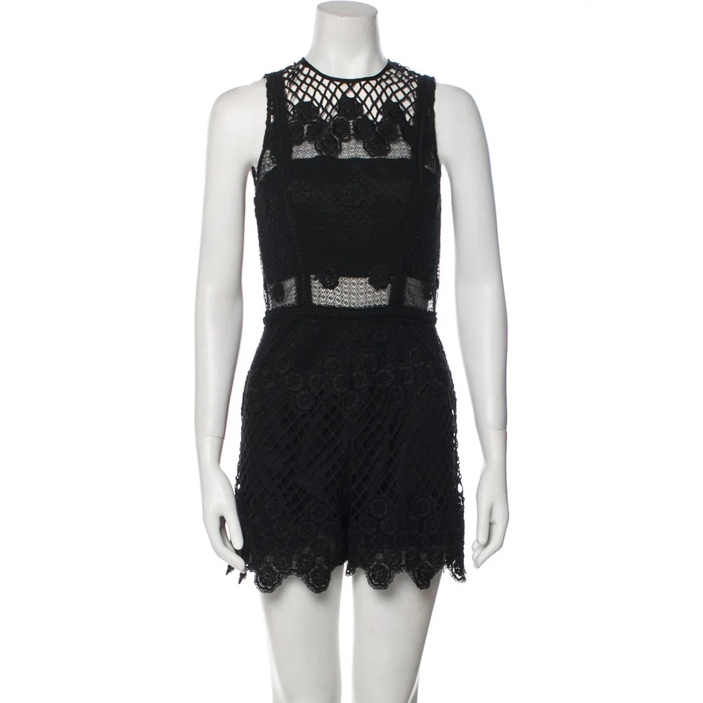 Alexis Designer Black lace Emmbroidered Sleeveless Romper